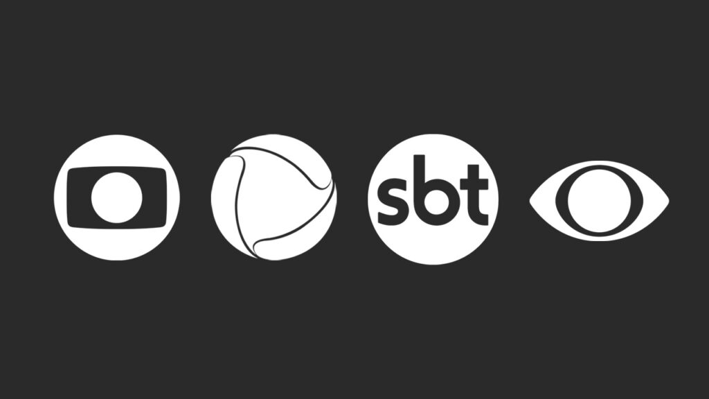 Logos da Globo, Record, SBT e Band