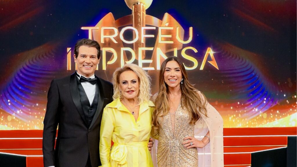 Troféu Imprensa 2026: Confira a lista de vencedores da premiação do SBT (26/04/2026) Celso Portiolli, Ana Maria Braga e Patricia Abravanel no Troféu Imprensa 2026